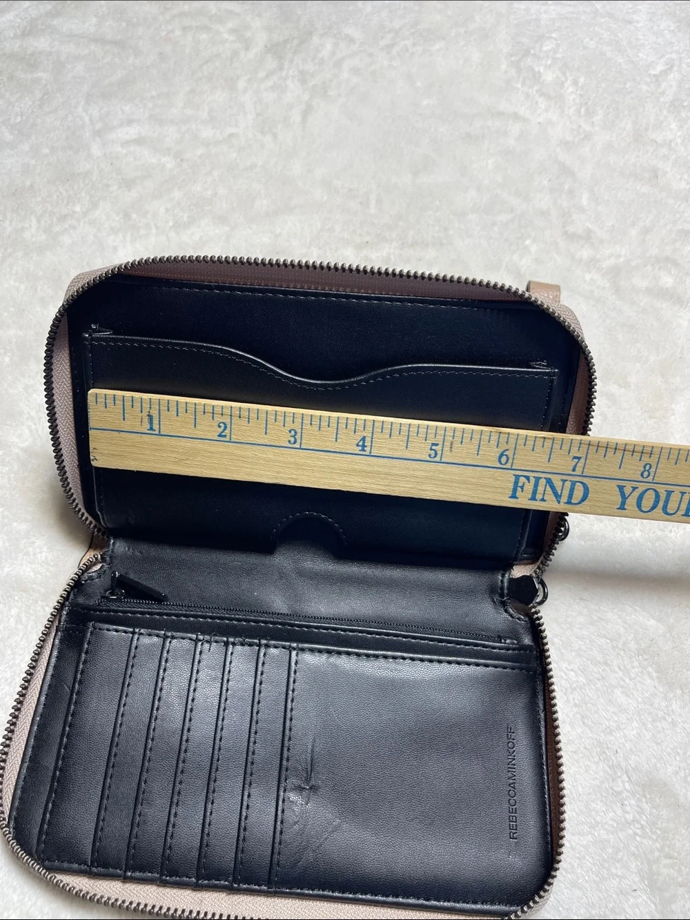 Rebecca Minkoff Regan Taupe Pebbled Leather Wristlet Wallet